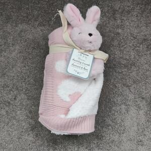 Little Miracles Pink Bunny Baby Blanket and Rattle Set
